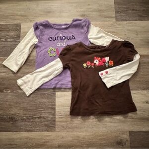Bundle - Girls Long-Sleeve Layered Look Tops - Purple and Brown